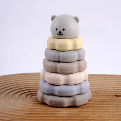 Silikon-Stapelturm Bär, BPA-frei, Mehrfarbig, Stapelspielzeug für Babys