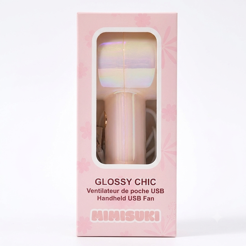 MIMISUKI Glossy Chic Mini Ventilator USB Holographisch mit LED