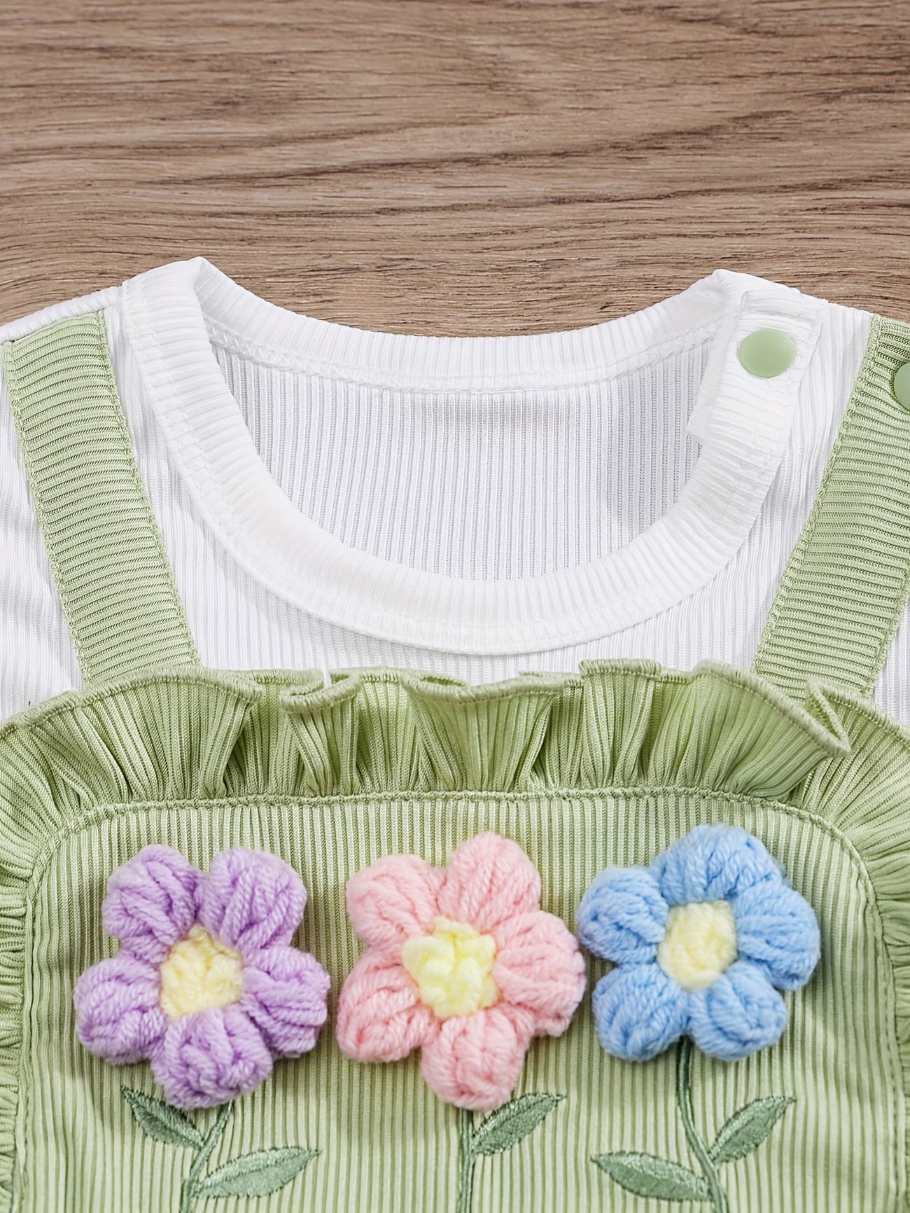 Neugeborenes Mädchen Sommer Pastoralstil 3D-Blumen-Träger 2-in-1 Look