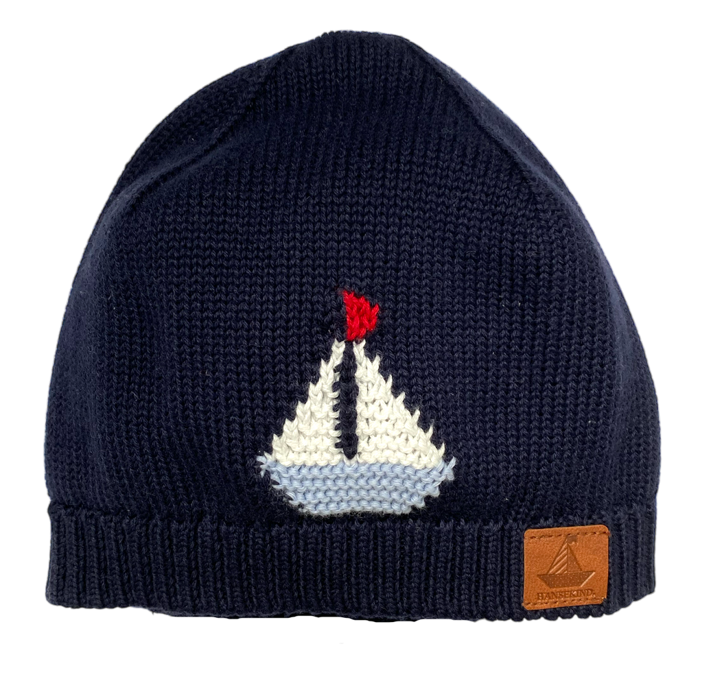 Strickmütze mit Schiff, navy