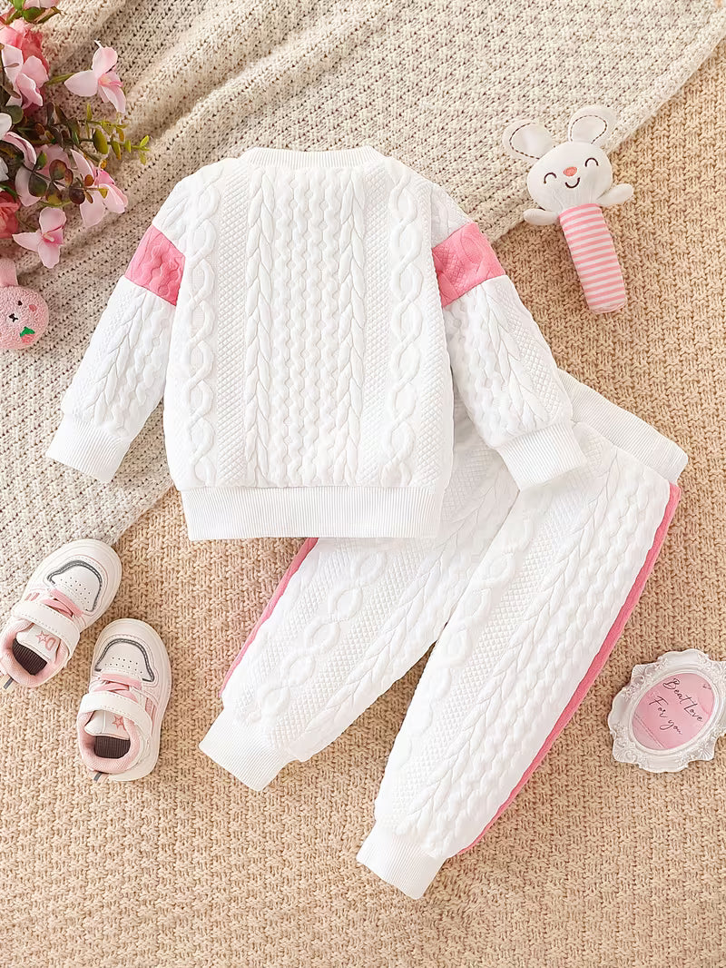 Warmes 2-teiliges Jacquard-Strukturstoff-Set für Herbst/Winter
