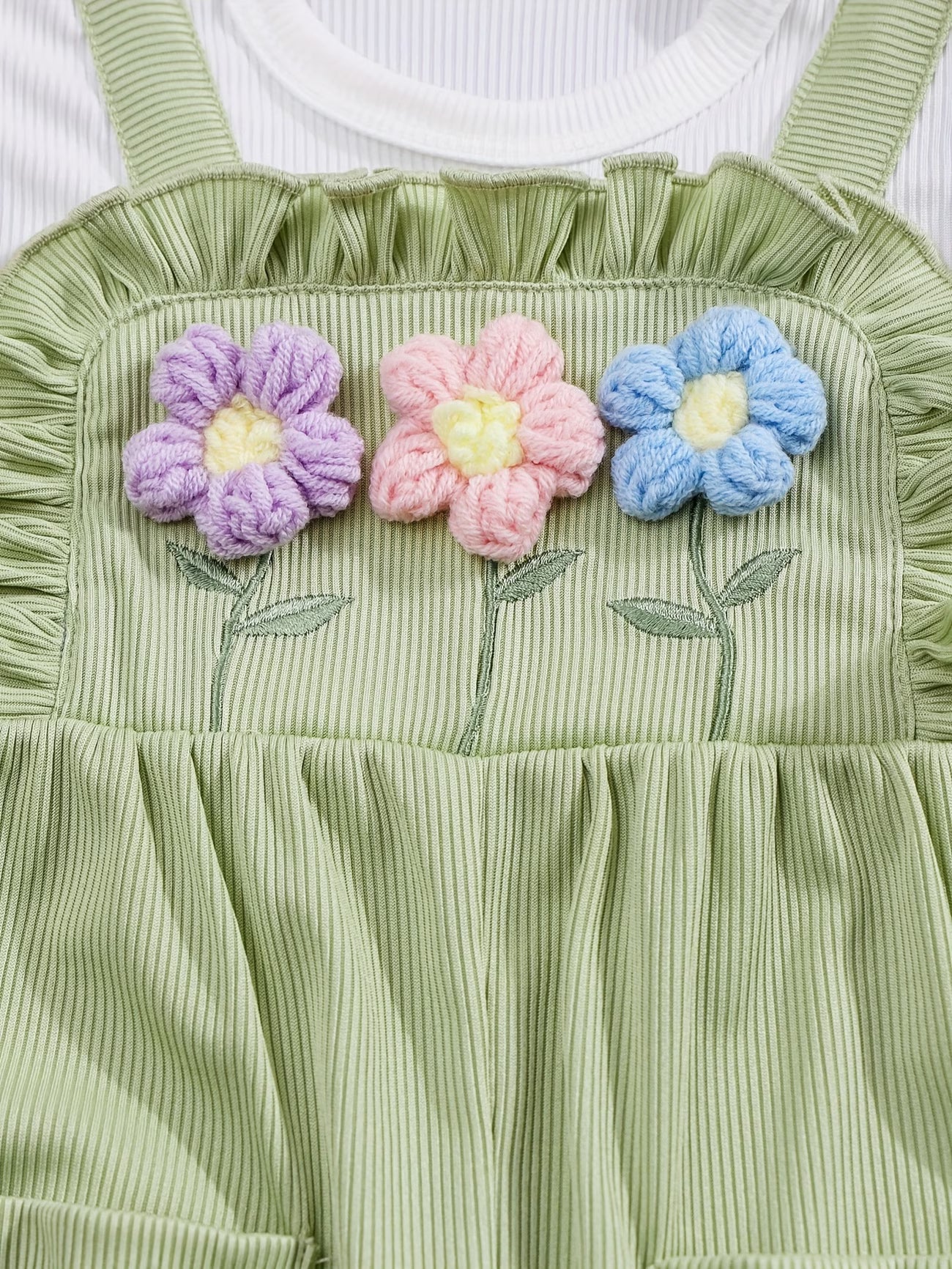 Neugeborenes Mädchen Sommer Pastoralstil 3D-Blumen-Träger 2-in-1 Look