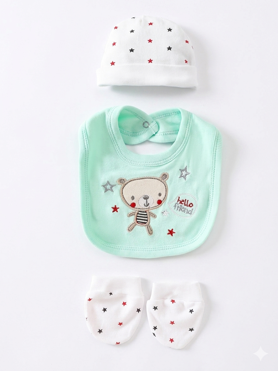 8-teiliges Baby-Mädchen-Set „Kleiner Kuschelbär“ – 100% Baumwolle