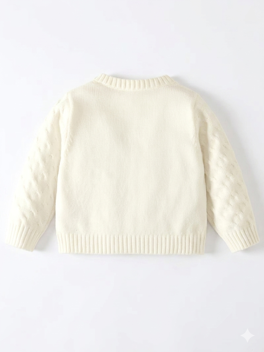 Einfarbiger Mädchen Strick-Cardigan in [Farbe], Rundhals, weicher Herbst-Winter Strick für Babys (0-3 J.), Stramplerwelt.