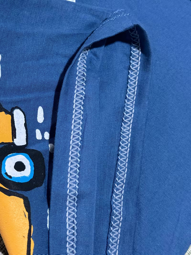Jungen Sommer Outfit Set, Baumwolle, Blau und Grau
