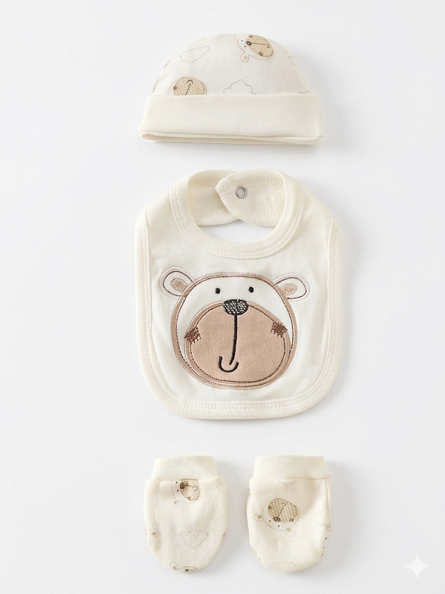 8er-Set Neugeborenen-Baby-Set mit Mütze und Lätzchen, 100% Baumwolle