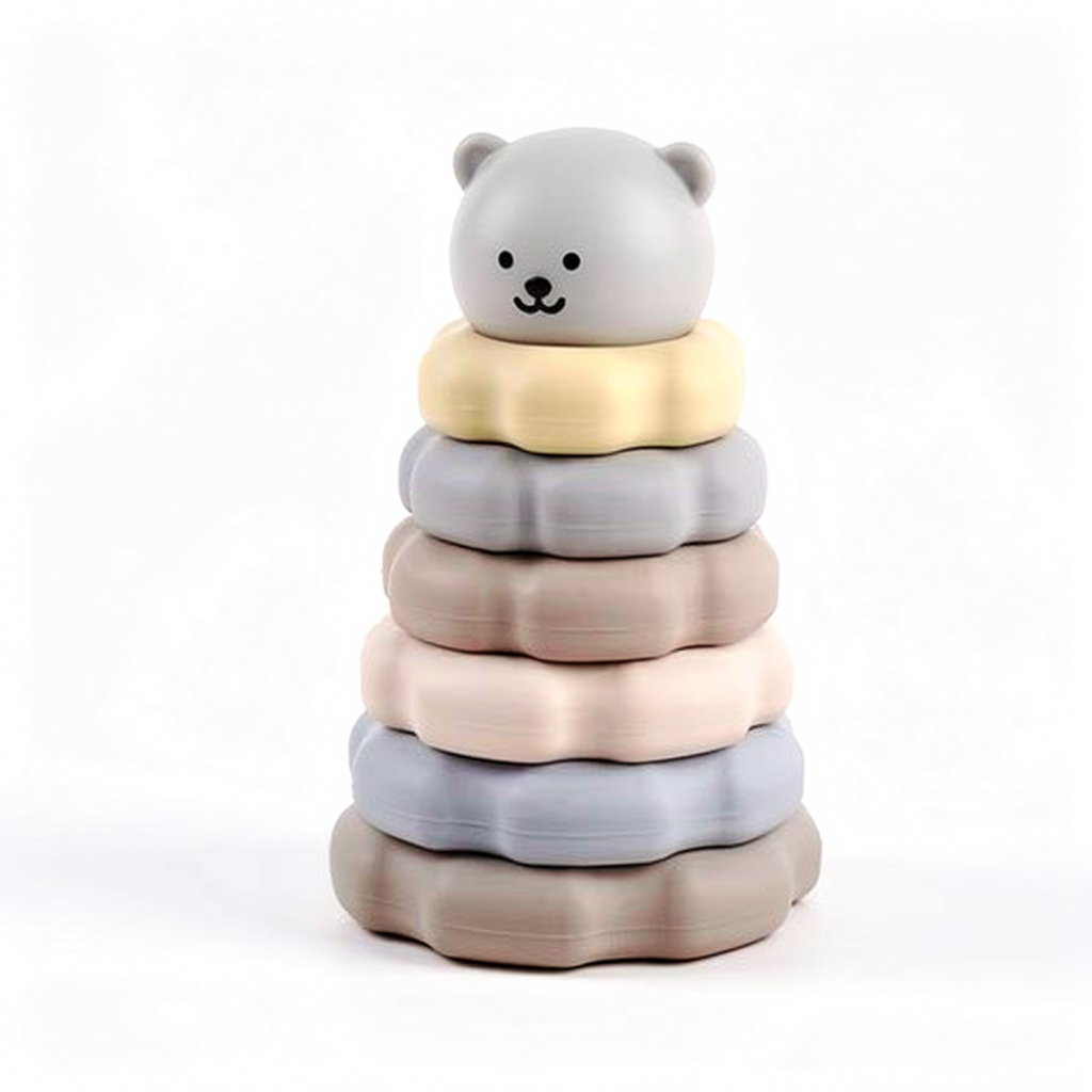 Silikon-Stapelturm Bär, BPA-frei, Mehrfarbig, Stapelspielzeug für Babys