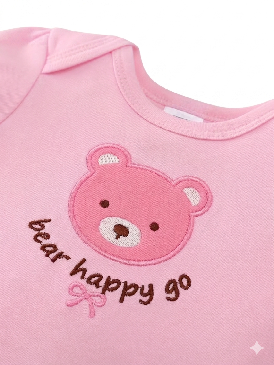 5er-Pack Baby Mädchen Bodys „Kuschelbär“ – 100% Baumwolle