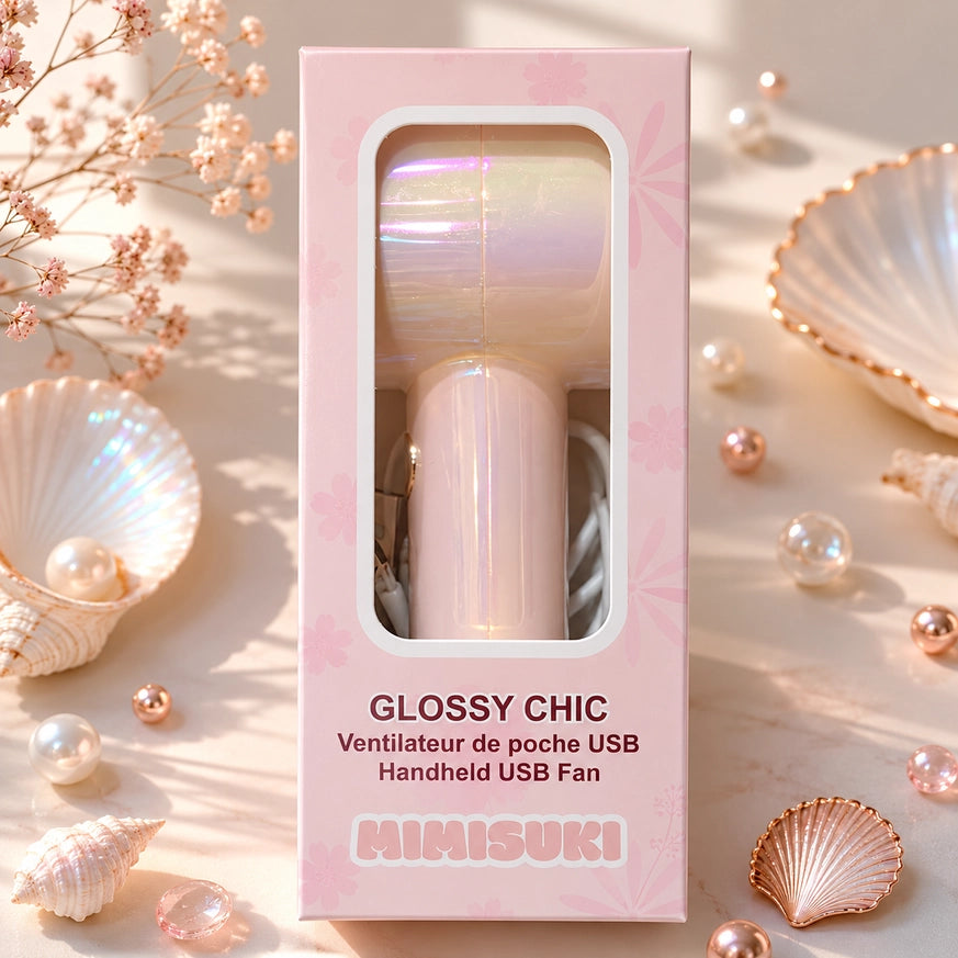 MIMISUKI Glossy Chic Mini Ventilator USB Holographisch mit LED